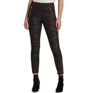 RAG & BONE Simone Leopard Print Zip Pocket Pants Black Gray Animal Crop Size 0